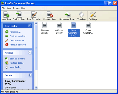 Document Backup: Main Window